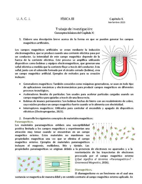 Campo magnético U A C J FÍSICA III Capítulo X Noviembre 2023