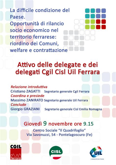 Attivo Unitario Delle Delegate E Dei Delegati Cgil Cisl Uil CGIL Ferrara