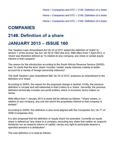 definition   share  stocks taxes