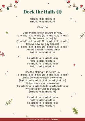 Printable Christmas Eve Carols Template