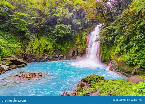 Rio Celeste Waterfall And Pond In Tenorio Volcano National Park