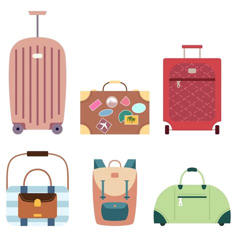 Premium Vector Suitcase And Travel Bags Vector Set Of Cartoon Flat