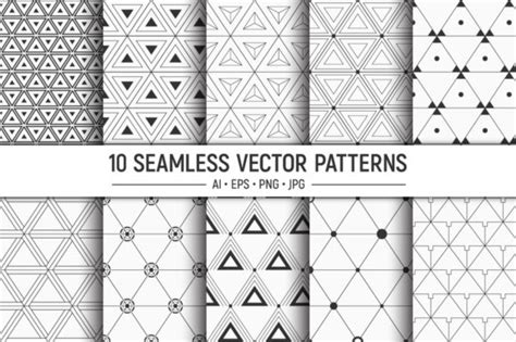 Seamless Vector Triangles Patterns Graphic By Avk Graphics