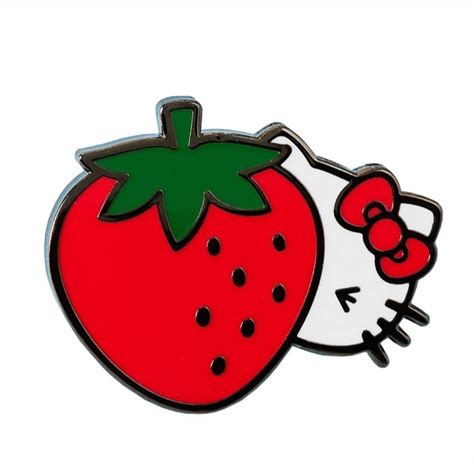 Strawberry Kitty Enamel Pin Etsy