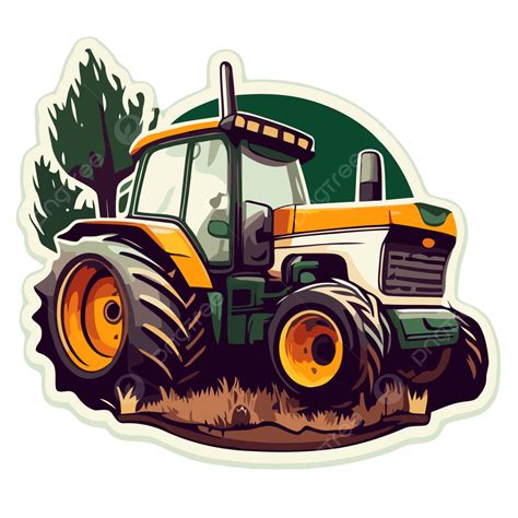 Tractor Agricultura Ilustración Sticker Clipart Vector Png Dibujos