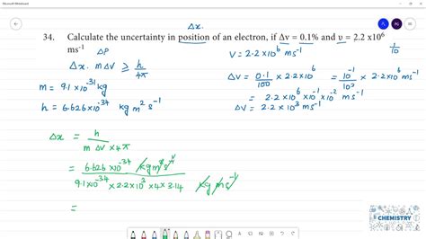 Calculate The Uncertainty In Position Of An Electron If V And