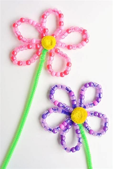 Beaded Pipe Cleaner Flowers - One Little Project