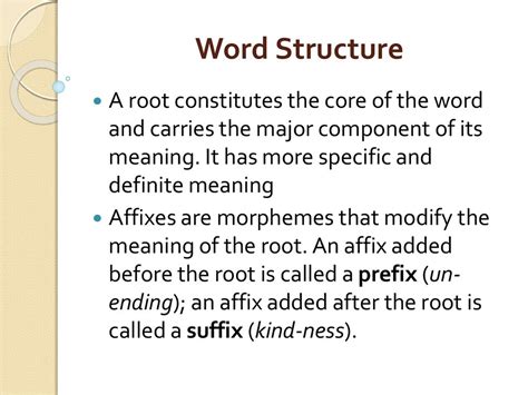 Word Structure And Word Formation Lecture 4 Online Presentation