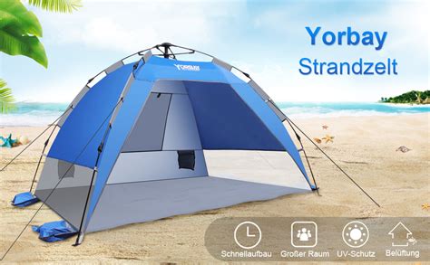 Yorbay Strandmuschel Pop Up Automatik Strandzelt Mit Uv Schutz