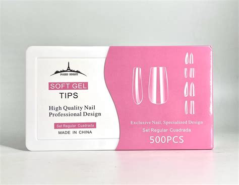 Tips Para Soft Gel Press On Cuadrada Paris Night X500pcs