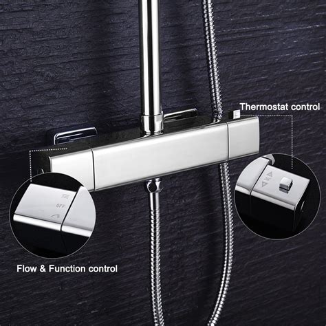 Hausbath Chrome Thermostatic Shower Mixer Modern Thermostatic Bar