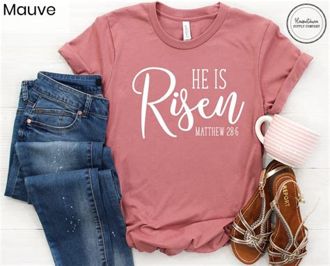 He Is Risen Shirt Easter Shirt Christian Tee Bible Verse Etsy