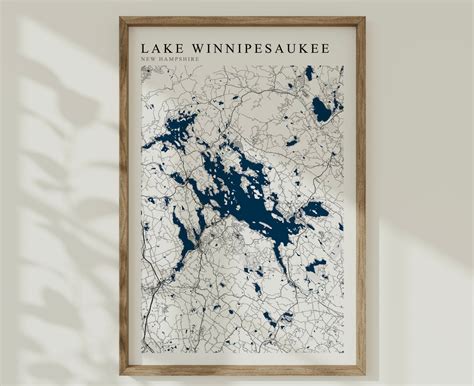 Lake Winnipesaukee Map Print Lake Winnipesaukee Print Lake Etsy