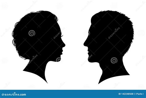 Man and Woman Face Silhouette Face To Face â for Vector Stock Vector