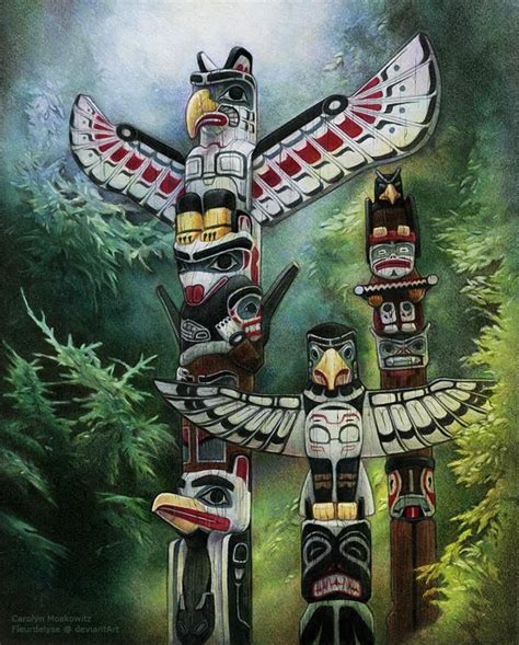 Totem Poles By Fleurdelyse On Deviantart Totem Pole Drawing Totem Pole