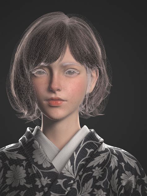 Artstation Kimono Girl Yuki Gyu Bin Yun 3d Model Character