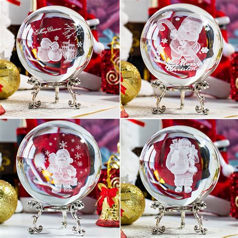 Handd 60mm 80mm Diameter Christmas Miniatures Crystal Ball 3d Laser Engraved Snowman Glass Ball