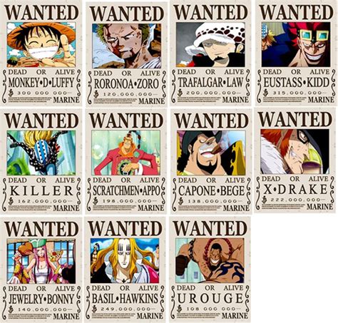 74 Poster Recompensas One Piece Mugiwaras Yonkou 22x28cm Meses Sin