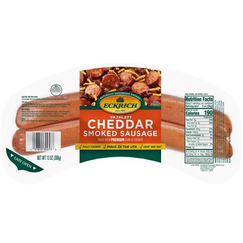 Eckrich Skinless Smoked Sausage Cheddar Shop Sausage At H E B