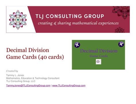 Decimal Division Game Cards (40 cards) | Teaching Resources