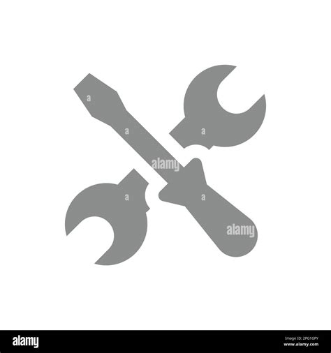 Wrench And Screwdriver Crossed Filled Vector Icon Spanner Setup And