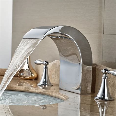 Wholesale And Retail Chrome Brass Bathroom Basin Faucet Dual Handles