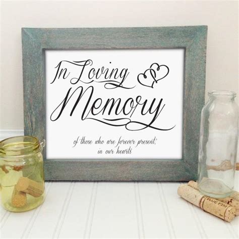 Printable In Loving Memory Wedding Sign Memorial Sign 8x10 Elegant Wedding Sign Wedding Decor