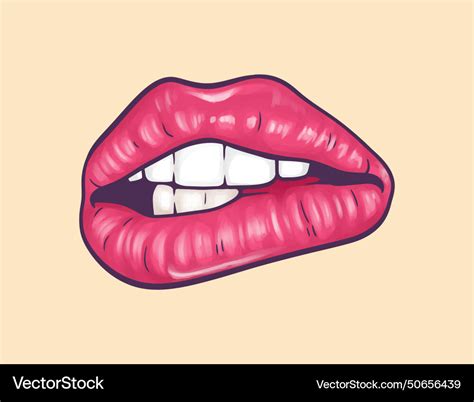 Sexy Red Lips Biting Women Mouth Royalty Free Vector Image