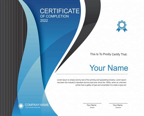 Certificate Of Achievement Template Elegant With Blue And White