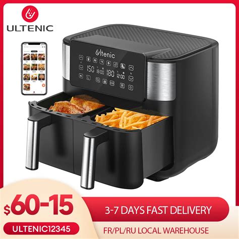 Ultenic K20 Electric Dual Air Fryers Without Oil 4l X 2 Hot Oil Free Airfryer Fryer