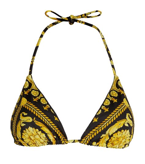 Versace Synthetic Baroque Print Triangle Bikini Top In Green Lyst