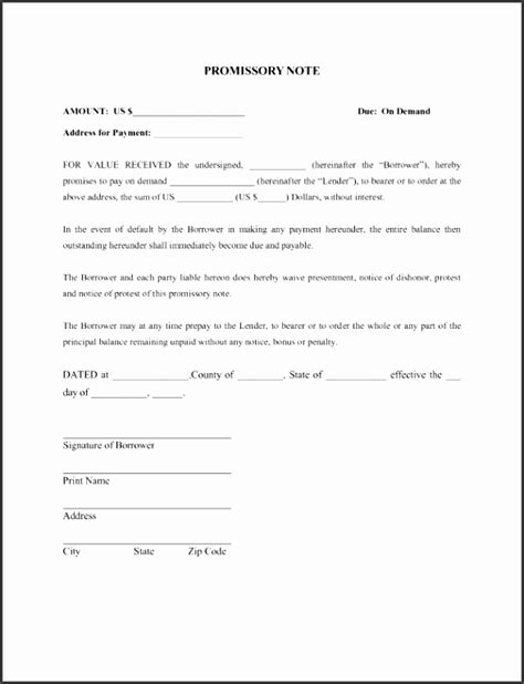 Free Promissory Note Template Word