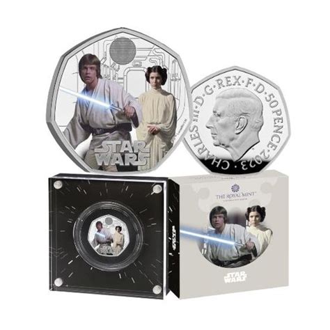 2023 50p Star Wars Luke Skywalker And Princess Leia Uk Silver Proof