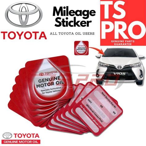 Original Toyota Genuine Mileage Sticker Maintenance Sticker Service Sticker Lazada