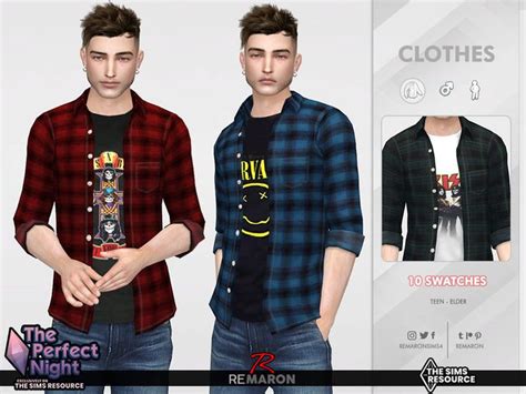 remaron's The Perfect Night Band Shirt for Male | Sims 4 men clothing ...