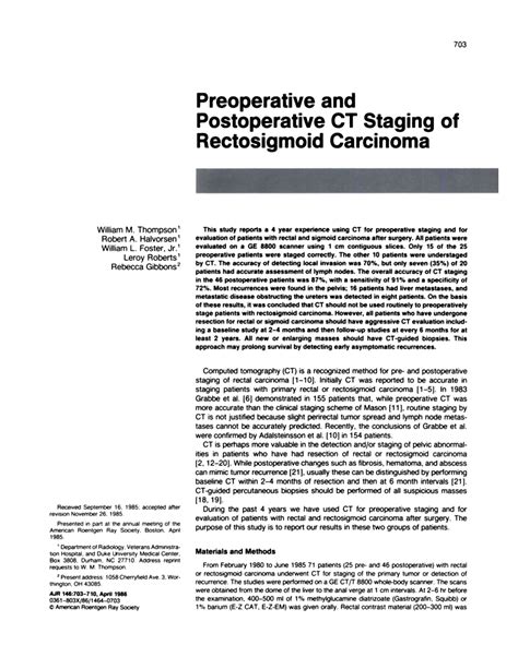 Pdf Preoperative And Postoperative Ct Staging Of Sigmoid Carcinoma