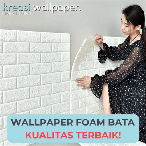 Jual Wallpaper Dinding D Sticker Foam Bata Putih Murah Walpaper