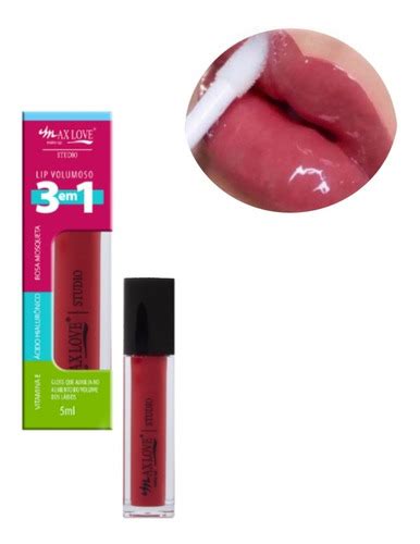 Gloss Lip Volumoso Max Love Rosa Com Acido Hialurônico Parcelamento