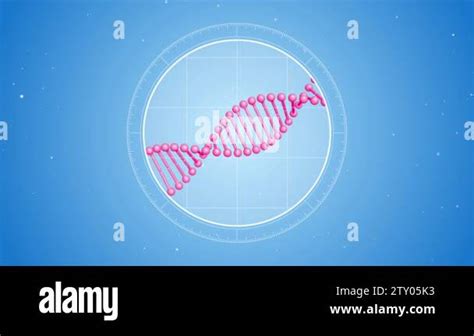 Rotating Pink Dna Molecule Located At The Center Futuristic View Into