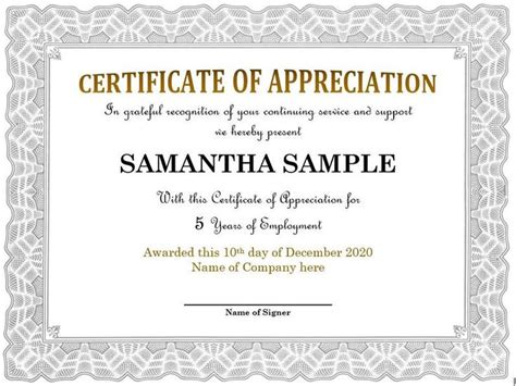 Certificate of Appreciation Editable & Printable Template | Etsy ...