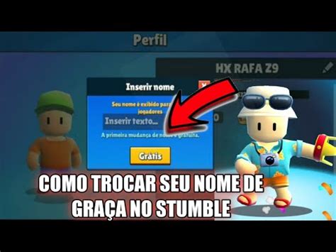 COMO TROCAR O NOME DE GRAÇA NO STUMBLE GUYS MELHOR CONFIGURAÇÃO PRA