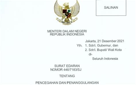 Mendagri Terbitkan Edaran Pencegahan Dan Penanggulangan Omicron Pluz Id