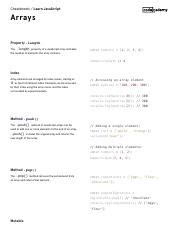 Learn JavaScript Arrays Cheatsheet Codecademy Pdf Cheatsheets Learn