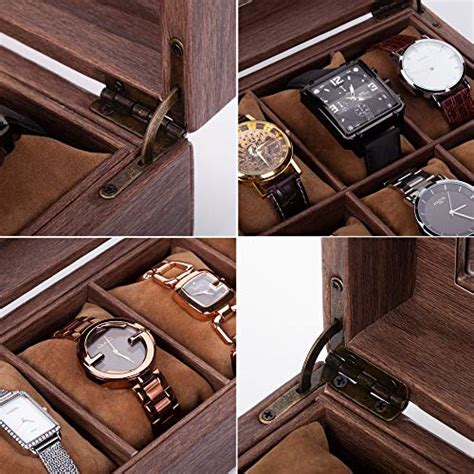 READAEER 6 Slot PU Leather Watch Box Organizer Watch Case With Glass