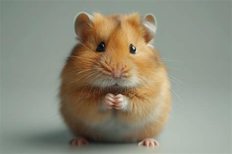 Golden Syrian Hamster Sitting on Grey Surface | Premium AI-generated image