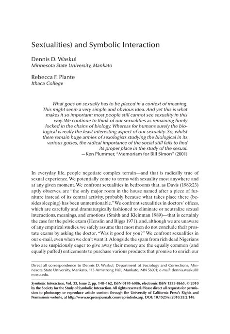 Pdf Sex Ualities And Symbolic Interaction