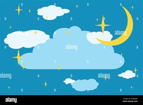 Crescent Moon Stars And Clouds On The Midnight Sky Background Night