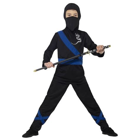 Costume Da Ninja Assassino Nero E Blu Per Bimbo Buon Prezzo