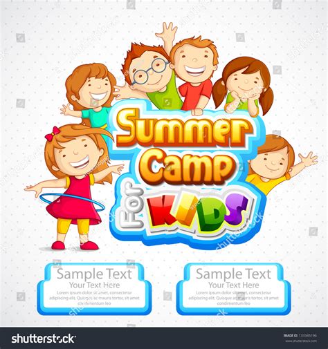 Vector Illustration Of Kids Summer Camp Poster - 133345196 : Shutterstock