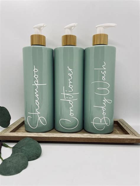 Mrs Hinch Sage Greenand Bamboo Bathroom Personalised Lotion Pump Bottles